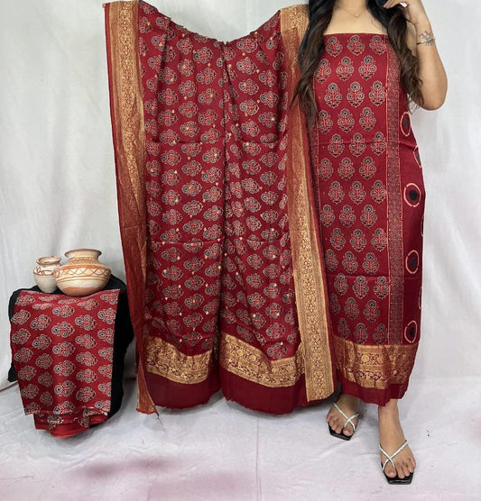 Abhvesh  | Ajrakh fabric set