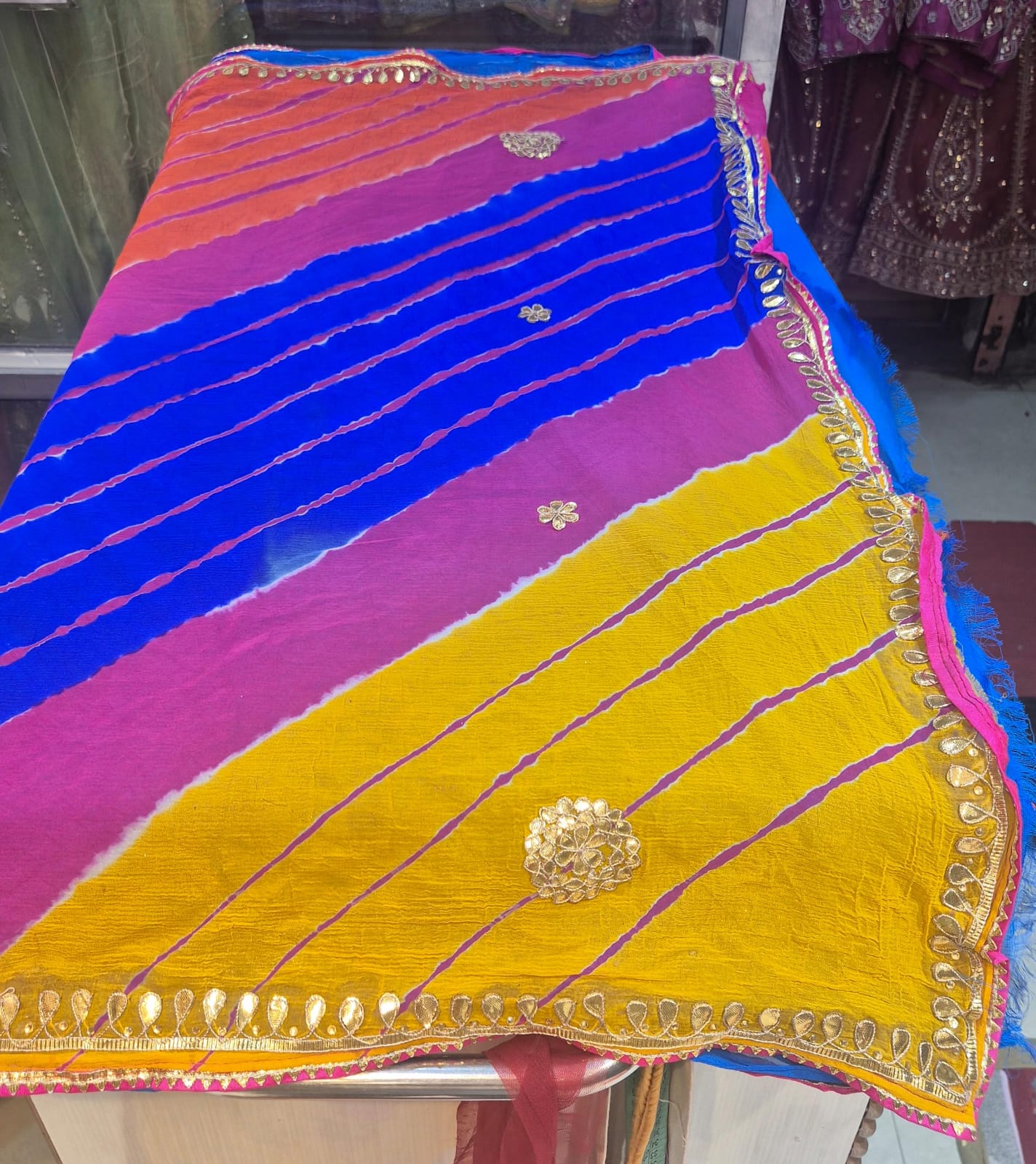 Lehariya on chiffon saree