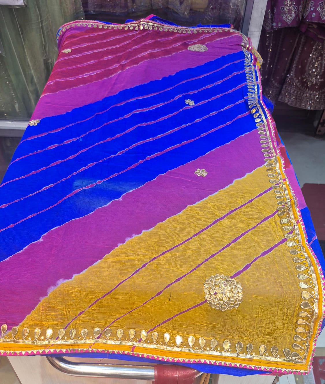Lehariya on chiffon saree
