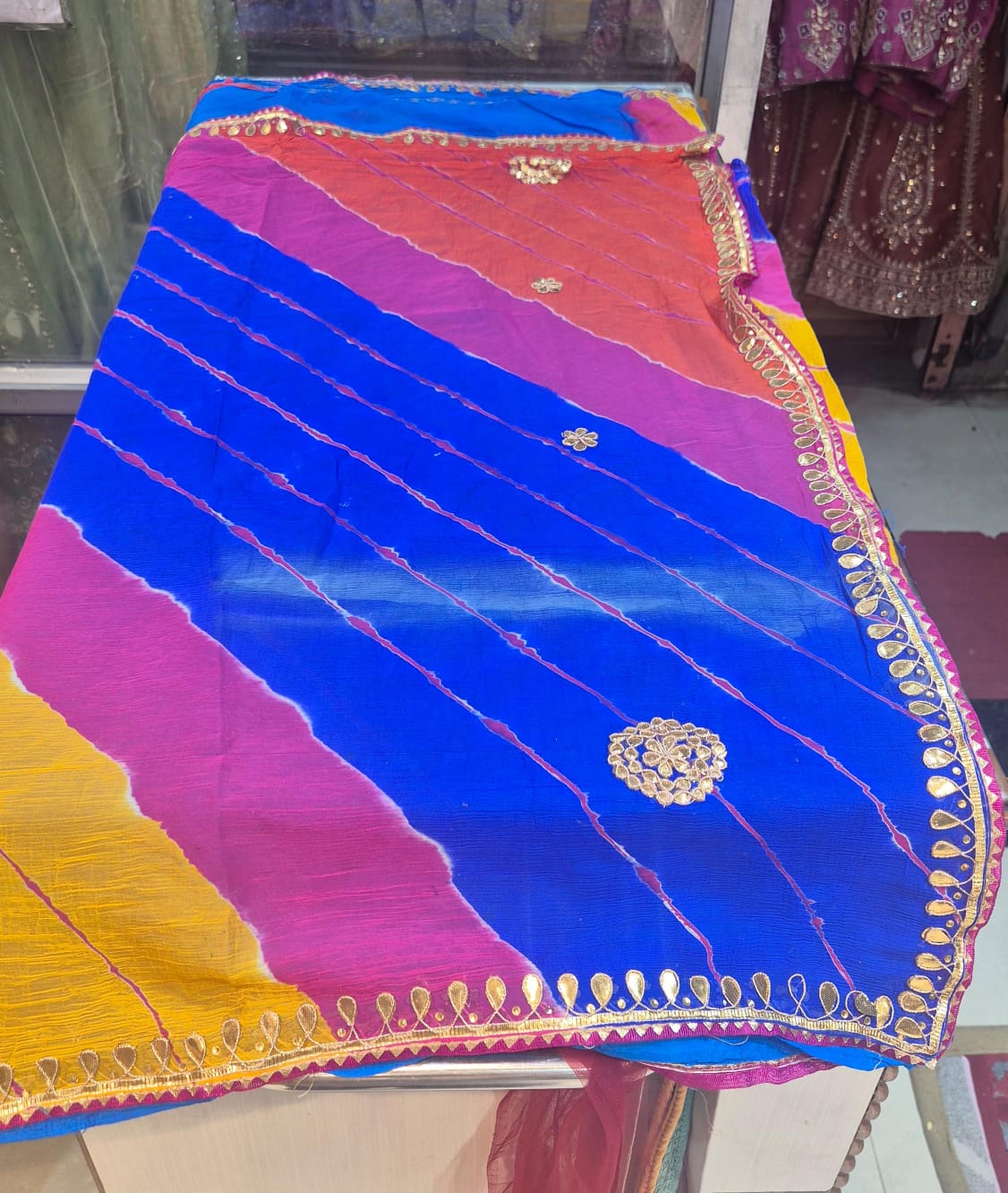 Lehariya on chiffon saree