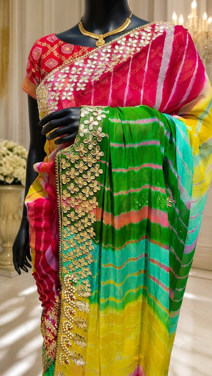 Aneesha | Gota patti & Lehariya work on Georgette