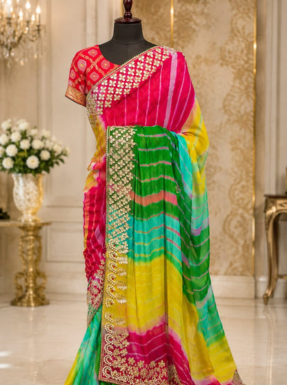 Aneesha | Gota patti & Lehariya work on Georgette