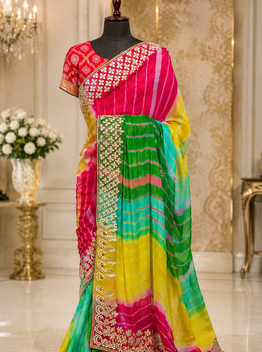 Aneesha | Gota patti & Lehariya work on Georgette