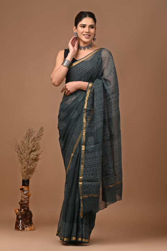 Meenakshi | Kota Doriya Saree with Bagru Prints