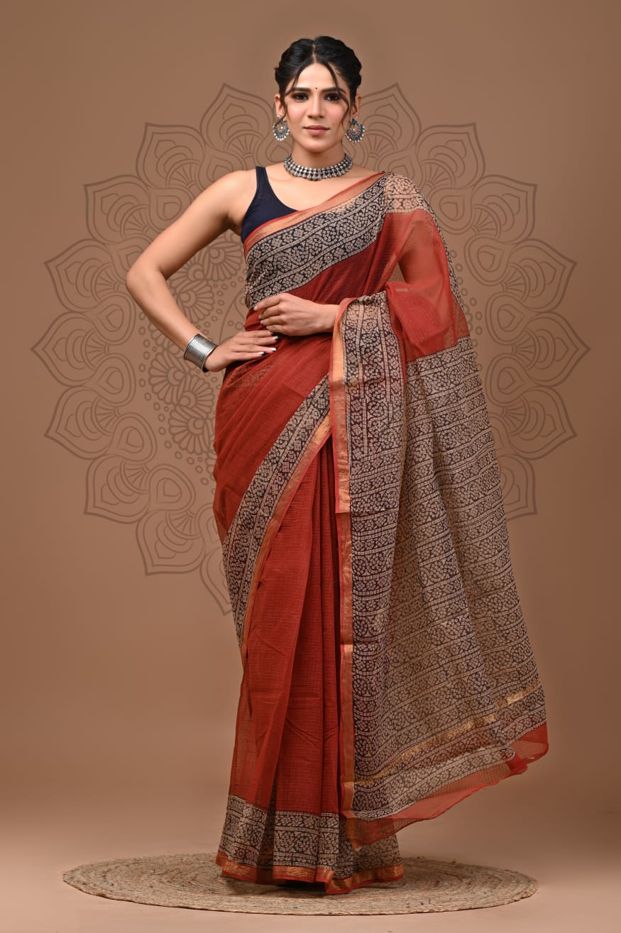 Meera | Kota Doriya Saree with Bagru Prints