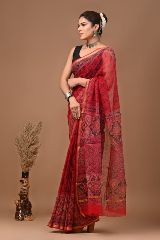 Megha | Kota Doriya Saree with Bagru Prints