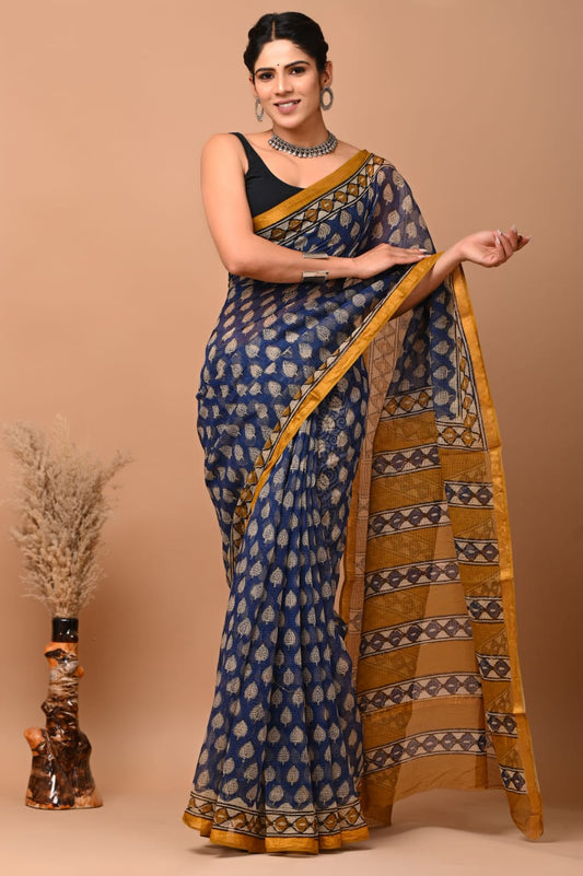 Meghna | Kota Doriya Saree with Bagru Prints