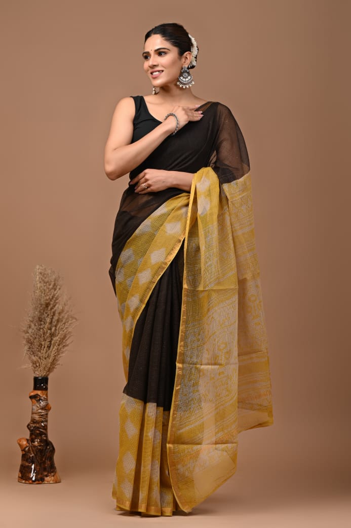 Mayuri | Kota Doriya Saree with Bagru Prints