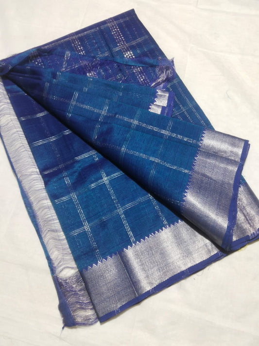 Meghana | Pure handloom Mangalagiri pattu by cotton jari chex sarees with running blouse
