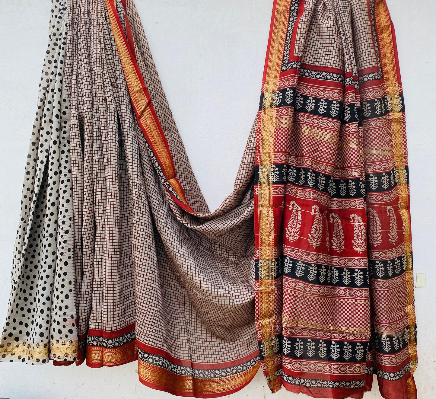 Apoorva | Block printed Maheshwari Silk Saree