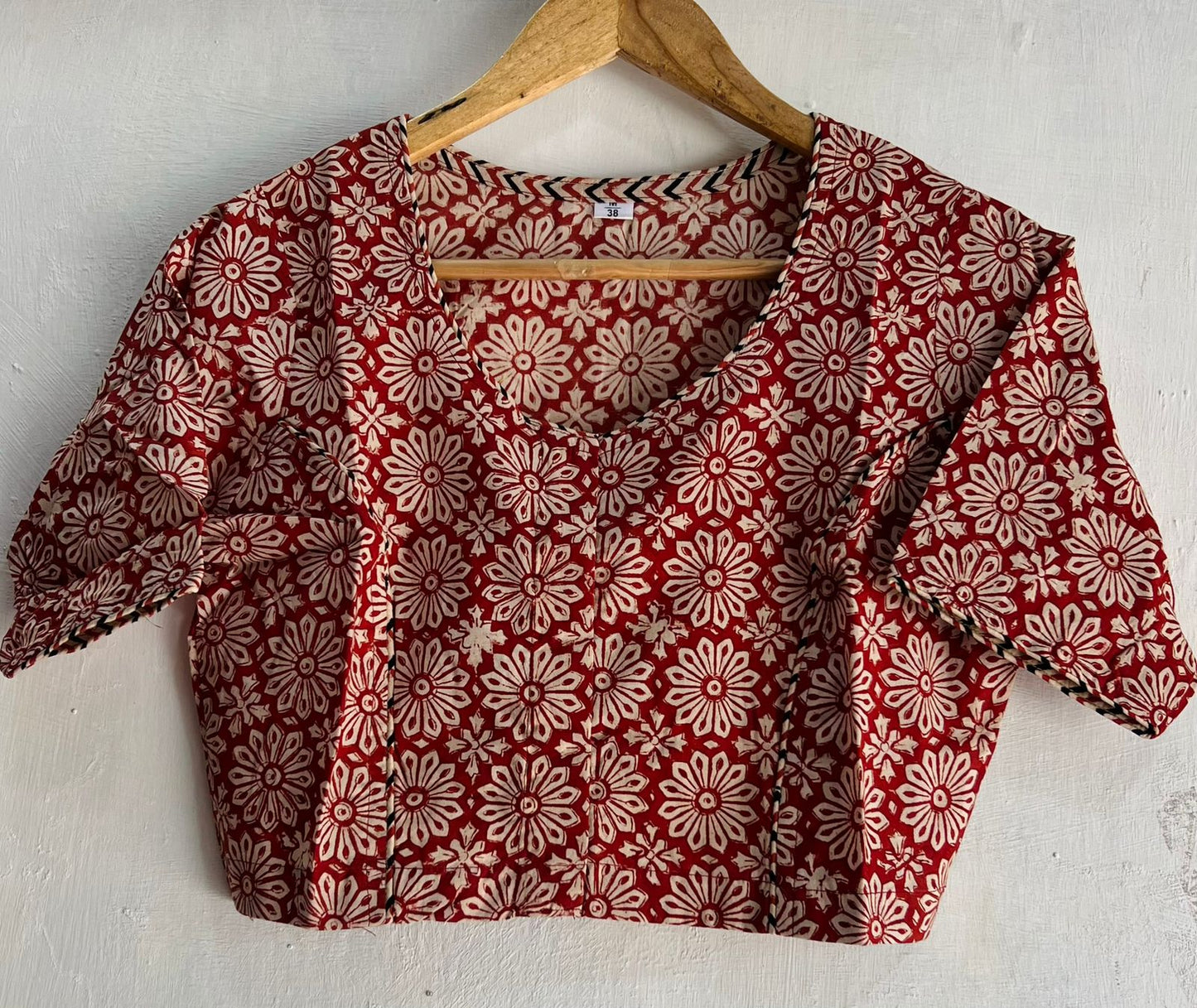 Saroja | Pure Cotton Hand Block Print Boat Neck Blouse