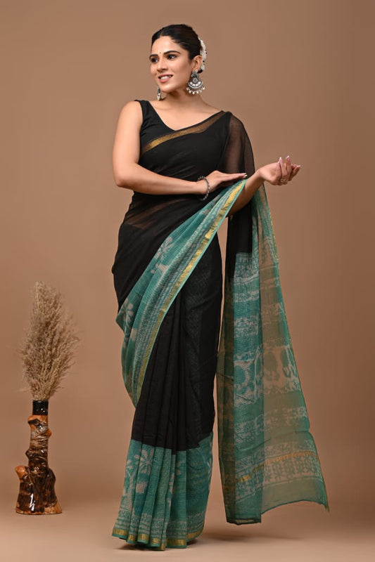 Mantra | Kota Doriya Saree with Bagru Prints