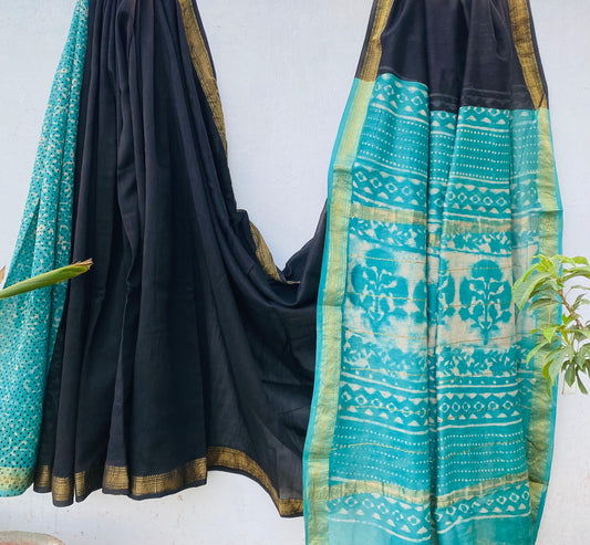 Arundathi | Block printed Maheshwari Silk Saree