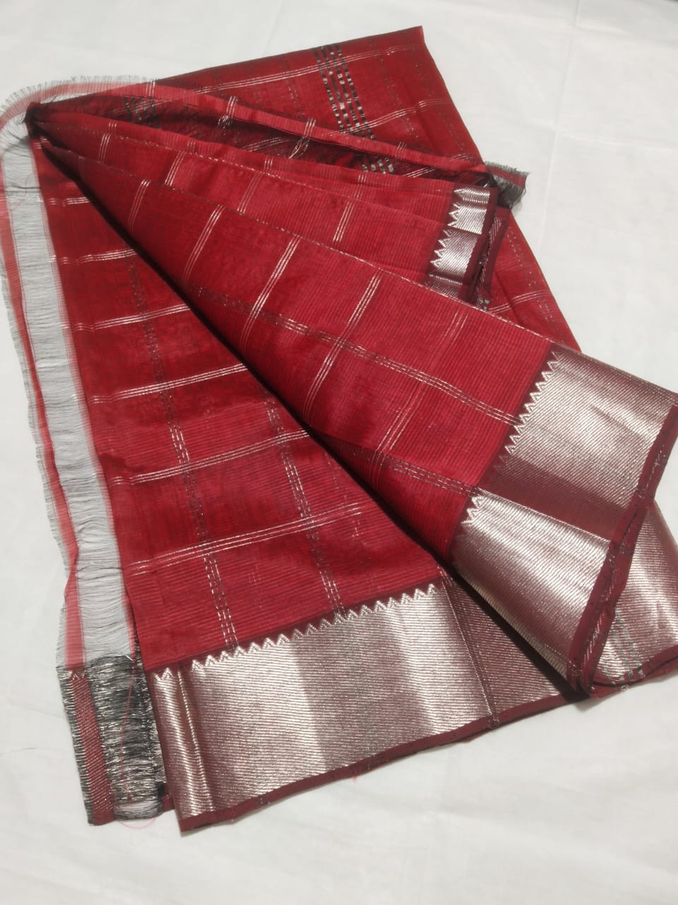 Manya | Pure handloom Mangalagiri pattu by cotton jari checks sarees with running blouse