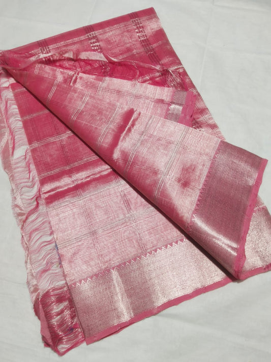 Nimrata | Pure handloom Mangalagiri pattu by cotton jari chex sarees with running blouse