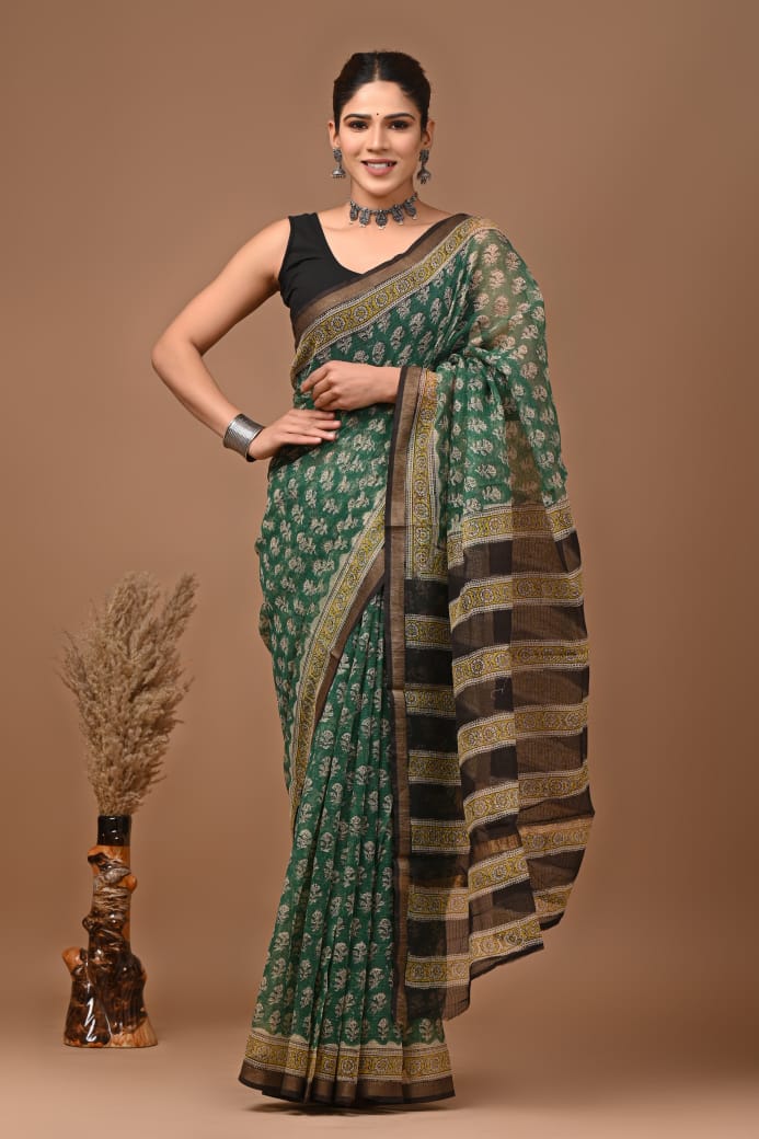 Manjari | Kota Doriya Saree with Bagru Prints