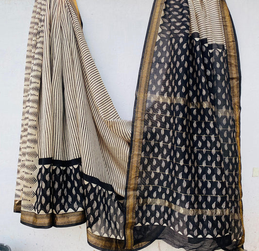 Athulya | Block printed Maheshwari Silk Saree