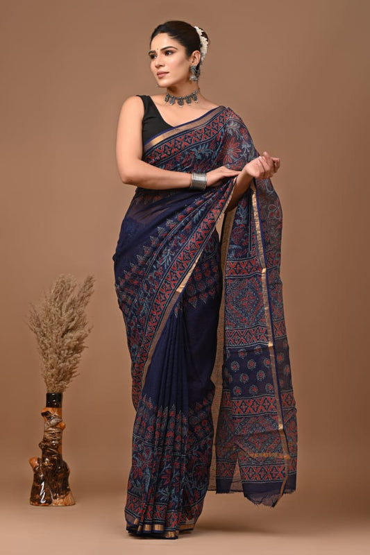 Manisha | Kota Doriya Saree with Bagru Prints