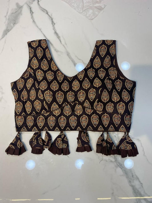 Chhavi | Ajrakh Block Print Blouses With Tassels