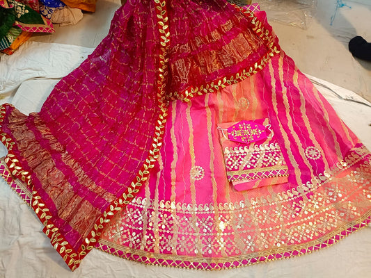 Jacqueline | Kota Doriya Stitched Lehenga with Heavy Gota Patti Work