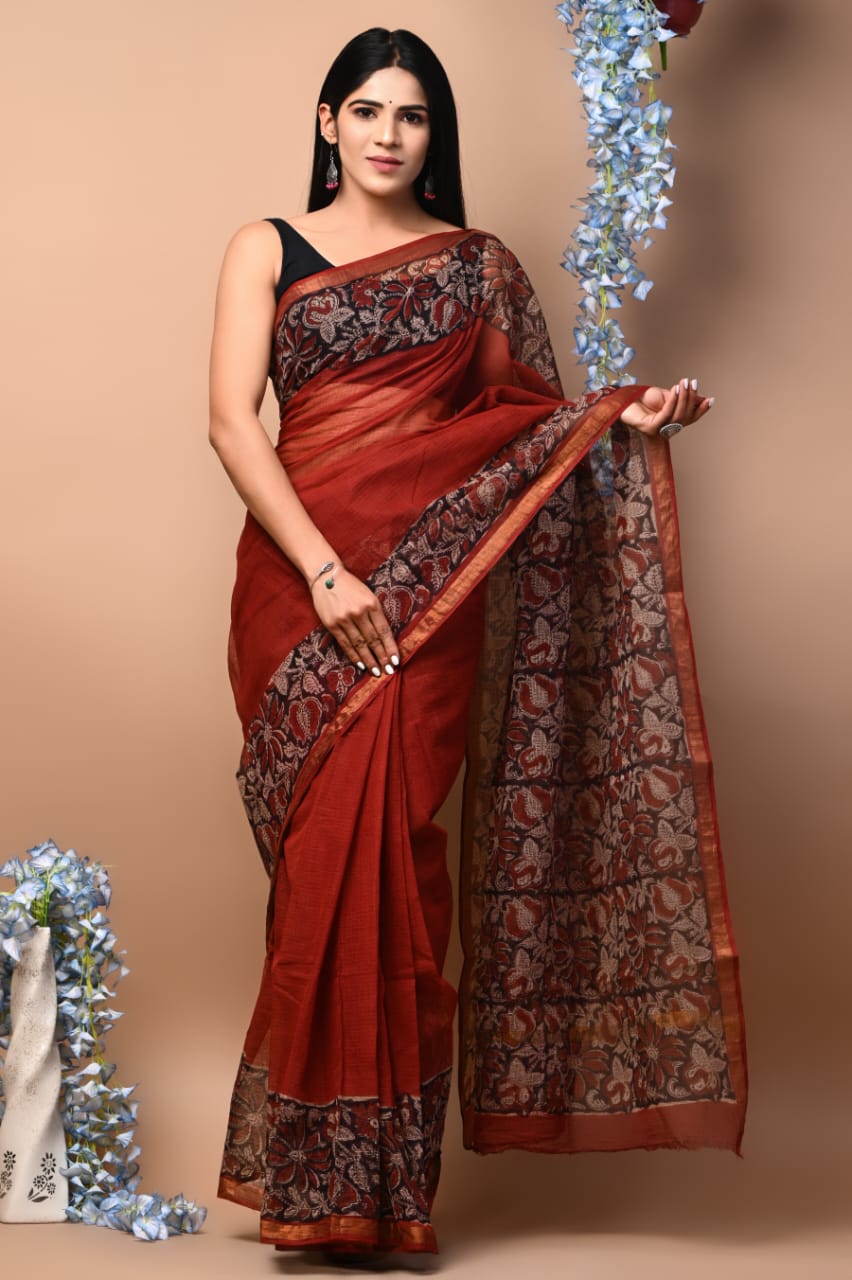 Mandakini | Kota Doriya Saree with Bagru Prints