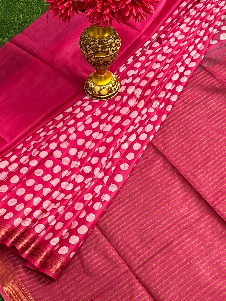 Nidhi | KOTA STAPLE BANARSI BORDER SILK SAREE WITH BATIK PRINT