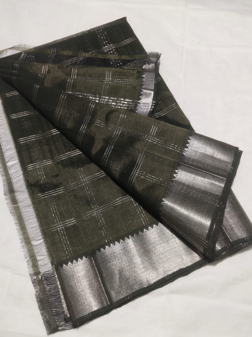 Nidhi | Pure handloom Mangalagiri pattu by cotton jari checks sarees with running blouse