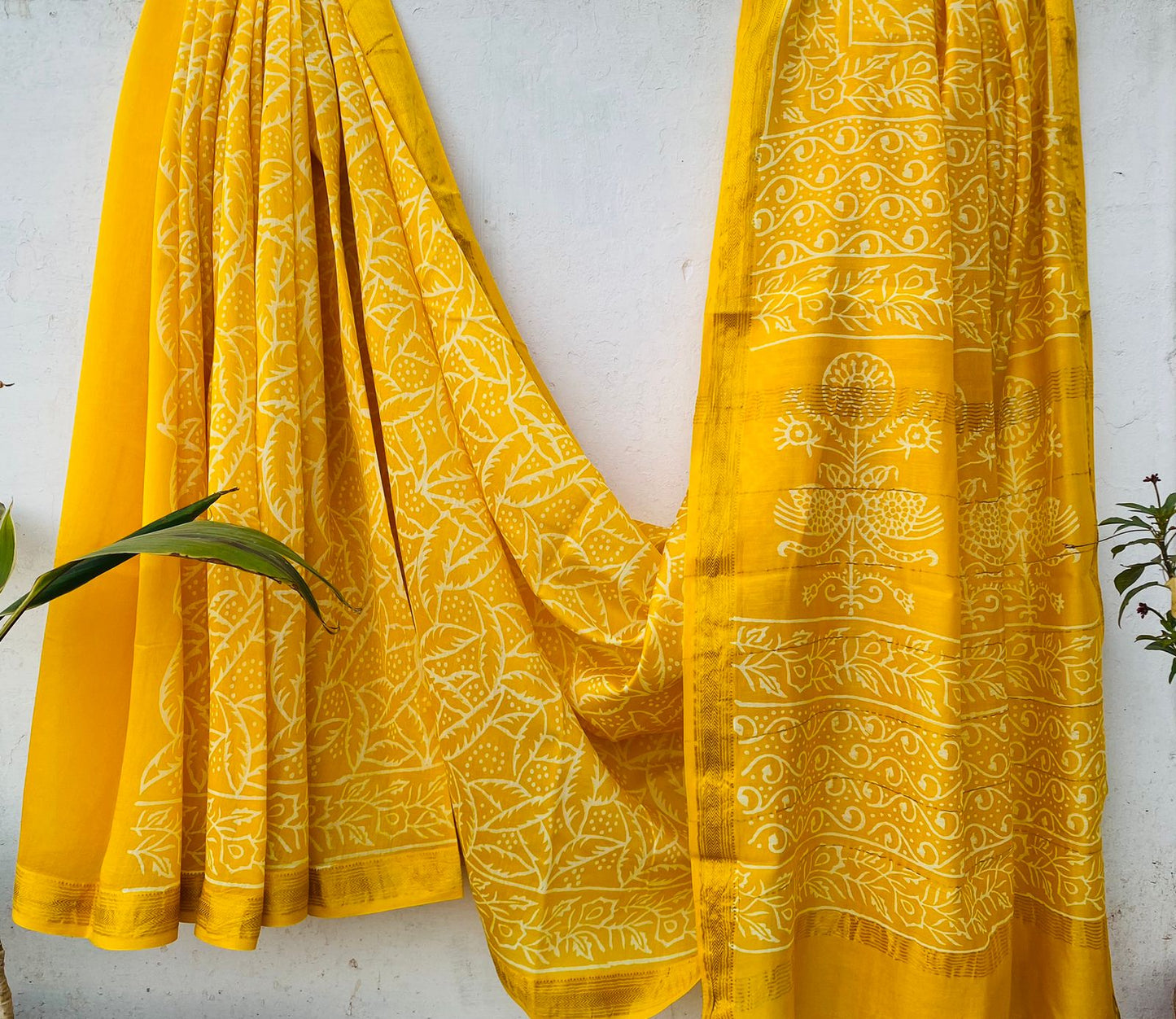 Bidita | Block printed Maheshwari Silk Saree