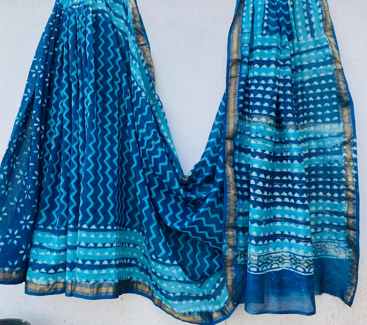 Avantika | Block printed Maheshwari Silk Saree