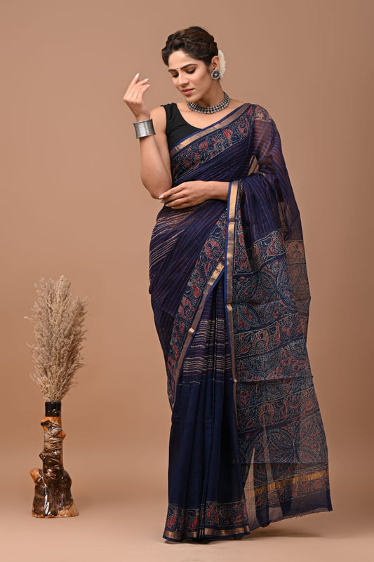 Mallika | Kota Doriya Saree with Bagru Prints