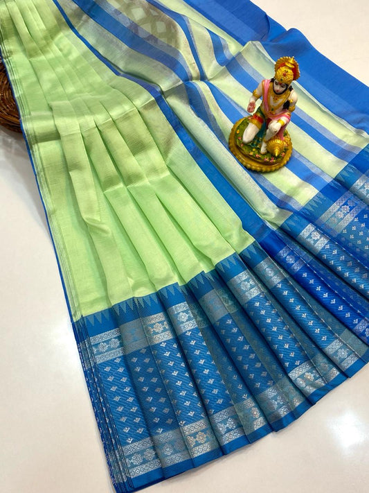 Lipika | MANGALAGIRI COTTON BY PATTU PLAIN BODY WITH BORDER BUTTA SAREES