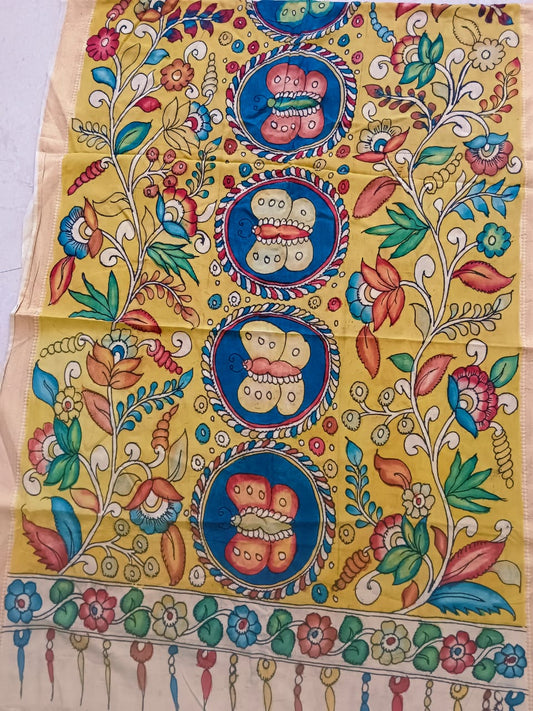 Shefali | Mangalagiri cotton pen kalamkari hand painted Duppattas