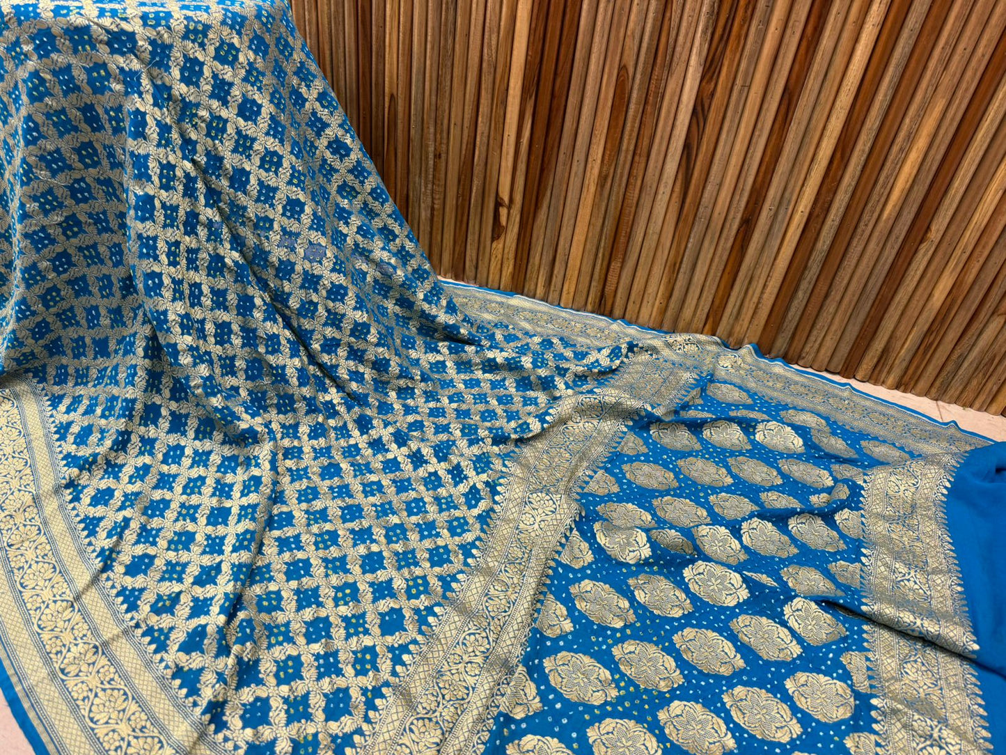 Kirron | Pure Banarasi Georgette Neem Zari Bandhej Sarees