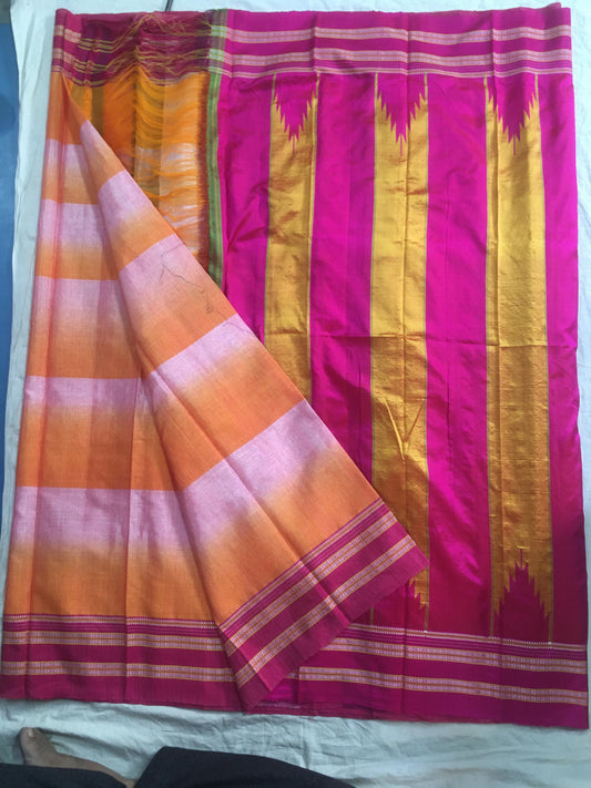 Adya | Ilkal sarees in Viscose with pure silk pallu