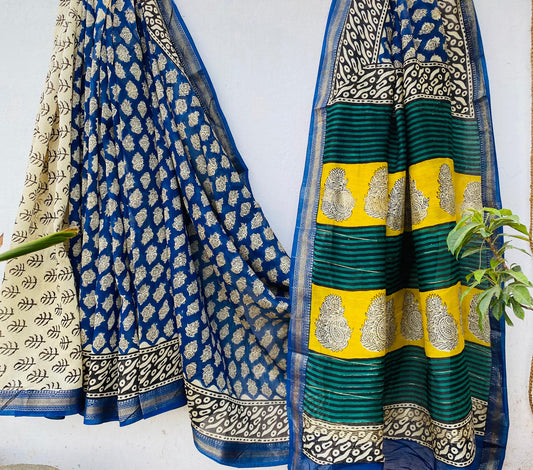 Asawari | Block printed Maheshwari Silk Saree