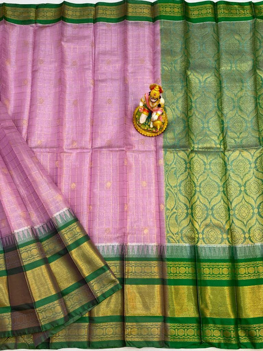 Aarna | Mangalagiri Tissue Checks Butta With Gadwal Border Sarees In Orchid  Color