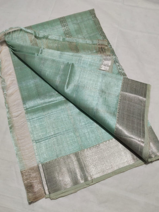Ojasvi | Pure handloom Mangalagiri pattu by cotton jari chex sarees with running blouse