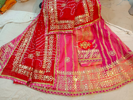 Janhvi | Kota Doriya Stitched Lehenga with Heavy Gota Patti Work