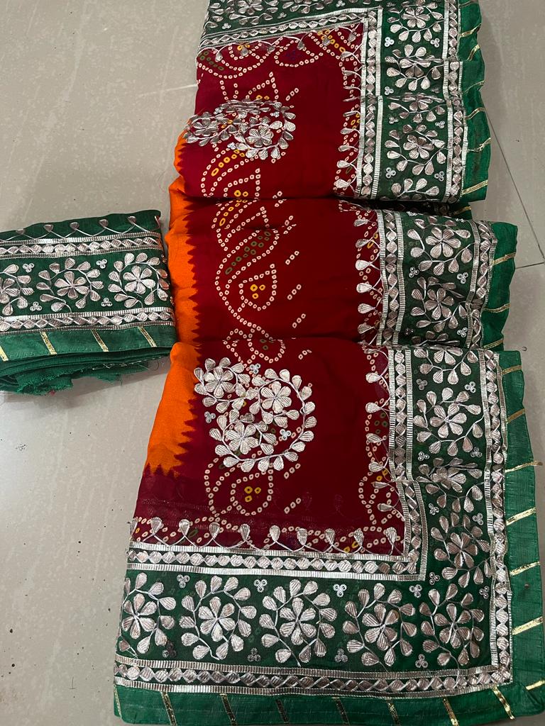 Bhavana-Pila Chunari on Moss Fabric