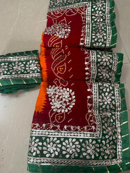 Bhavana-Pila Chunari on Moss Fabric