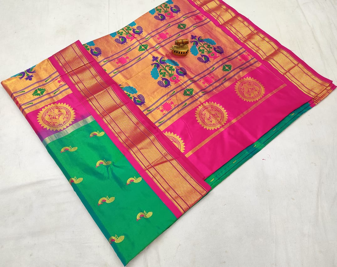 Amrita | Powerloom Kadiyal Paithani Silk Saree