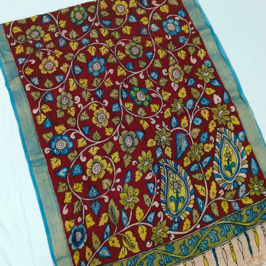 Shanaya | Mangalagiri cotton pen kalamkari hand painted Duppattas