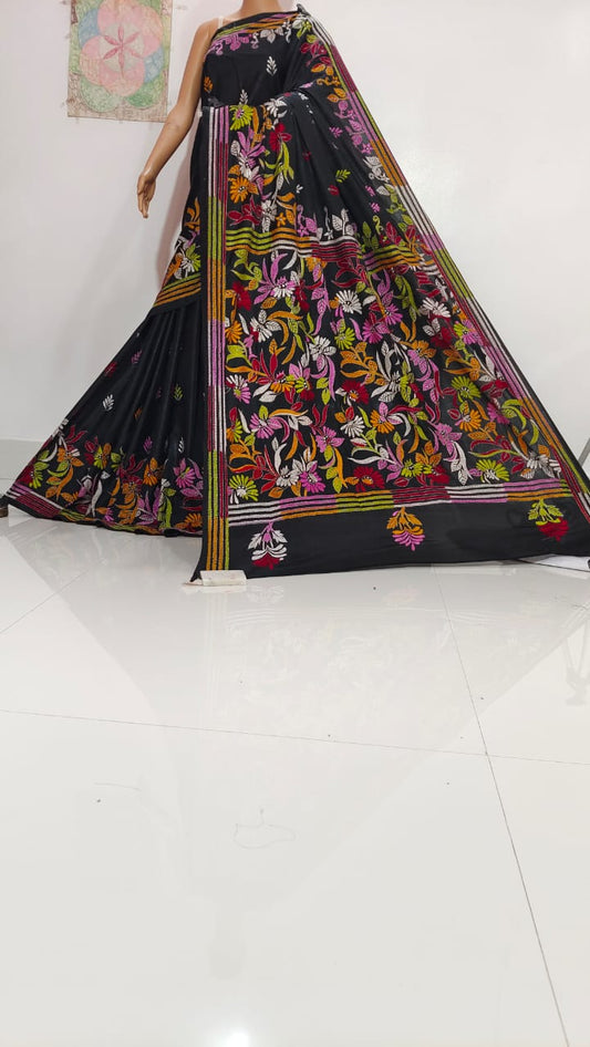 Indrani | Hand Made Kantha Embroidery on Semi Silk