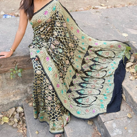 Grithvani | Pure Georgette Minakari Sarees