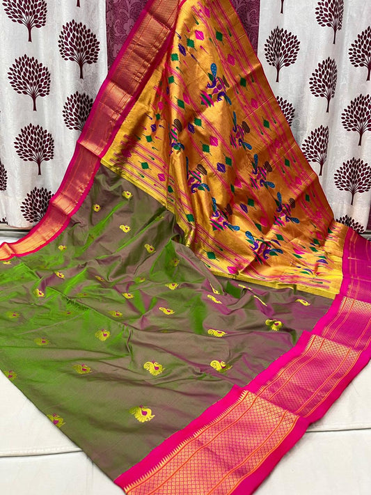 Bhasuma | Powerloom Kadiyal Paithani Silk Saree