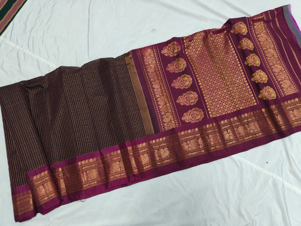 GADWAL HANDLOOM SICO CHECK SAREE