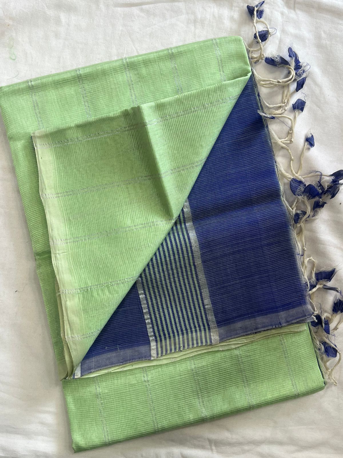**Material **:- Mangalagiri handloom pattu by cotton 

**Model **:- all-over zari lines model sarees 

Contrast zari lines pallu & blouse