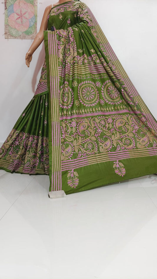 Gauahar | Hand Made Kantha Embroidery on Semi Silk