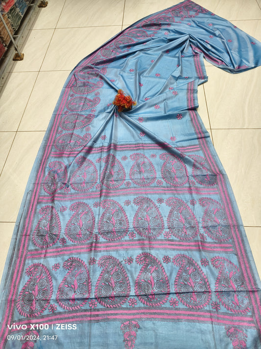 Farida | Hand Made Kantha Embroidery on Semi Silk