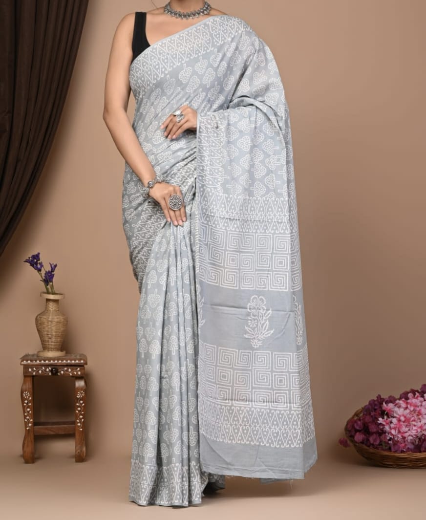 Makshiraa | Mul Cotton Blockprint Saree